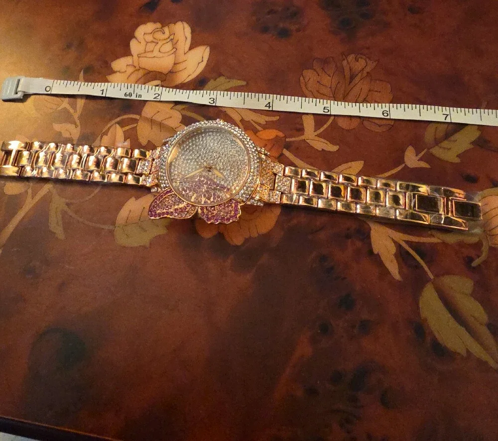 Off Park Collection (TM) Multicolor Crystal Rose Tone Butterfly Watch